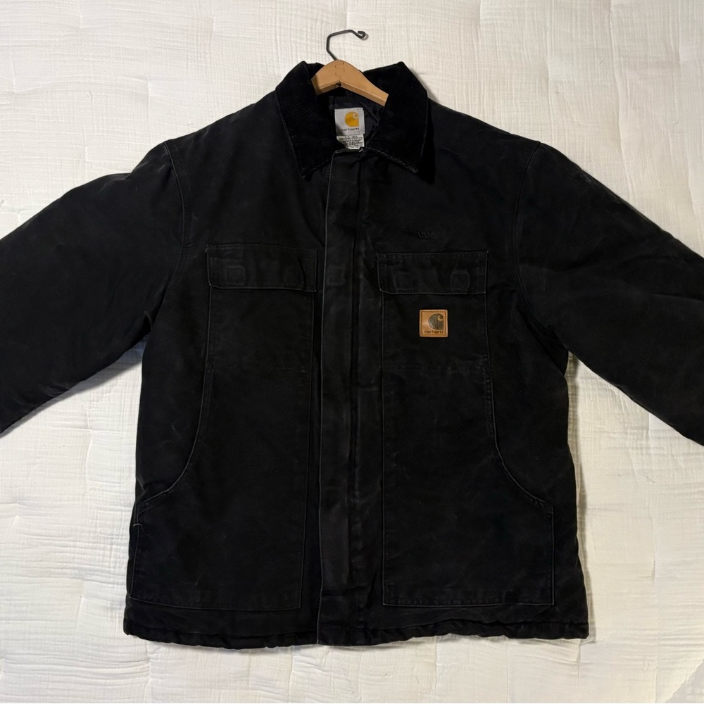 Carhartt C26 Coat RN 14806 Black Waste Management Coat Duck Fabric Large